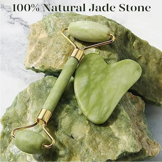 Jade Roller & Gua Sha Massage Set: Natural Anti-Aging Spa Tools